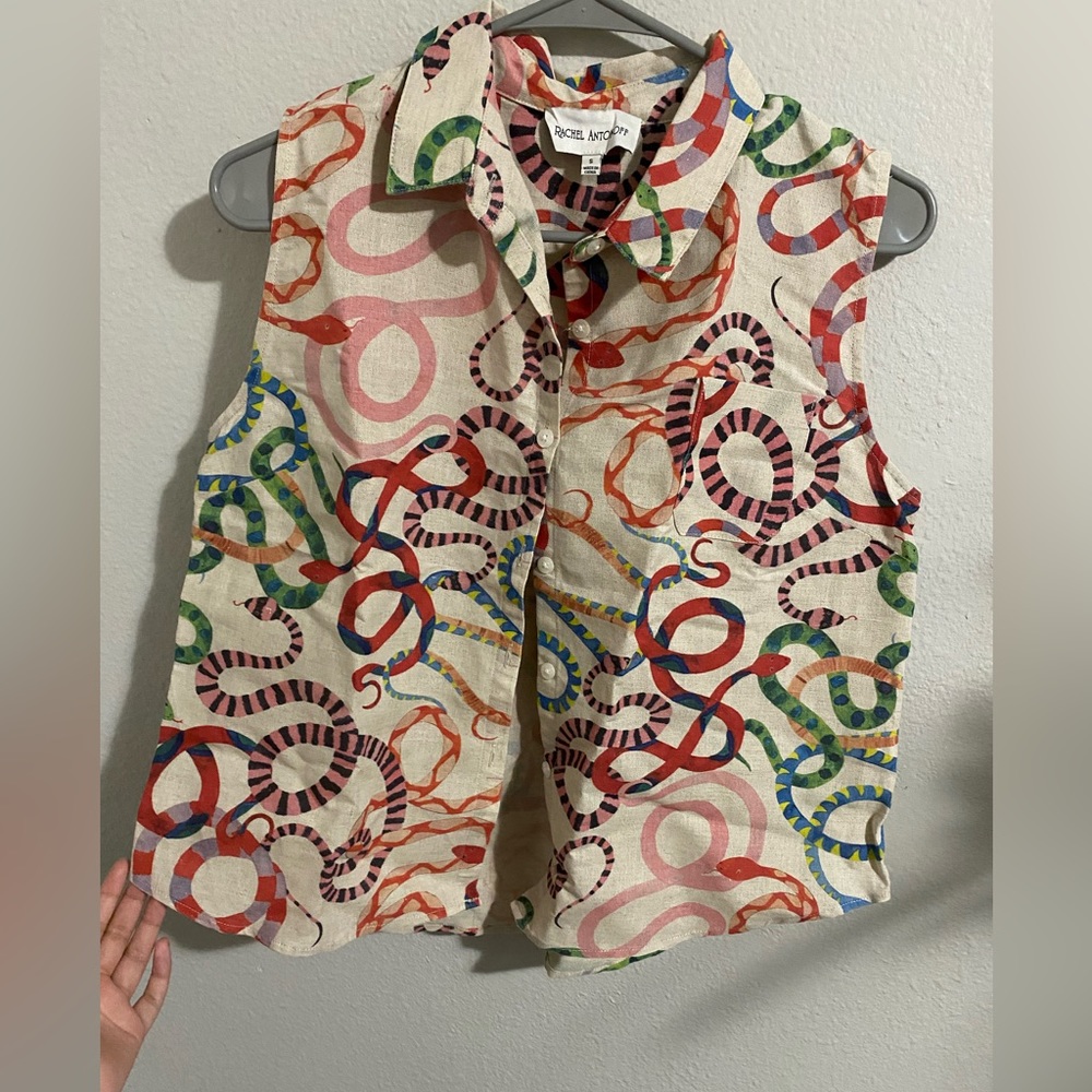 Rachel Antonoff Multicolored Button Down Shirt Notched Collar